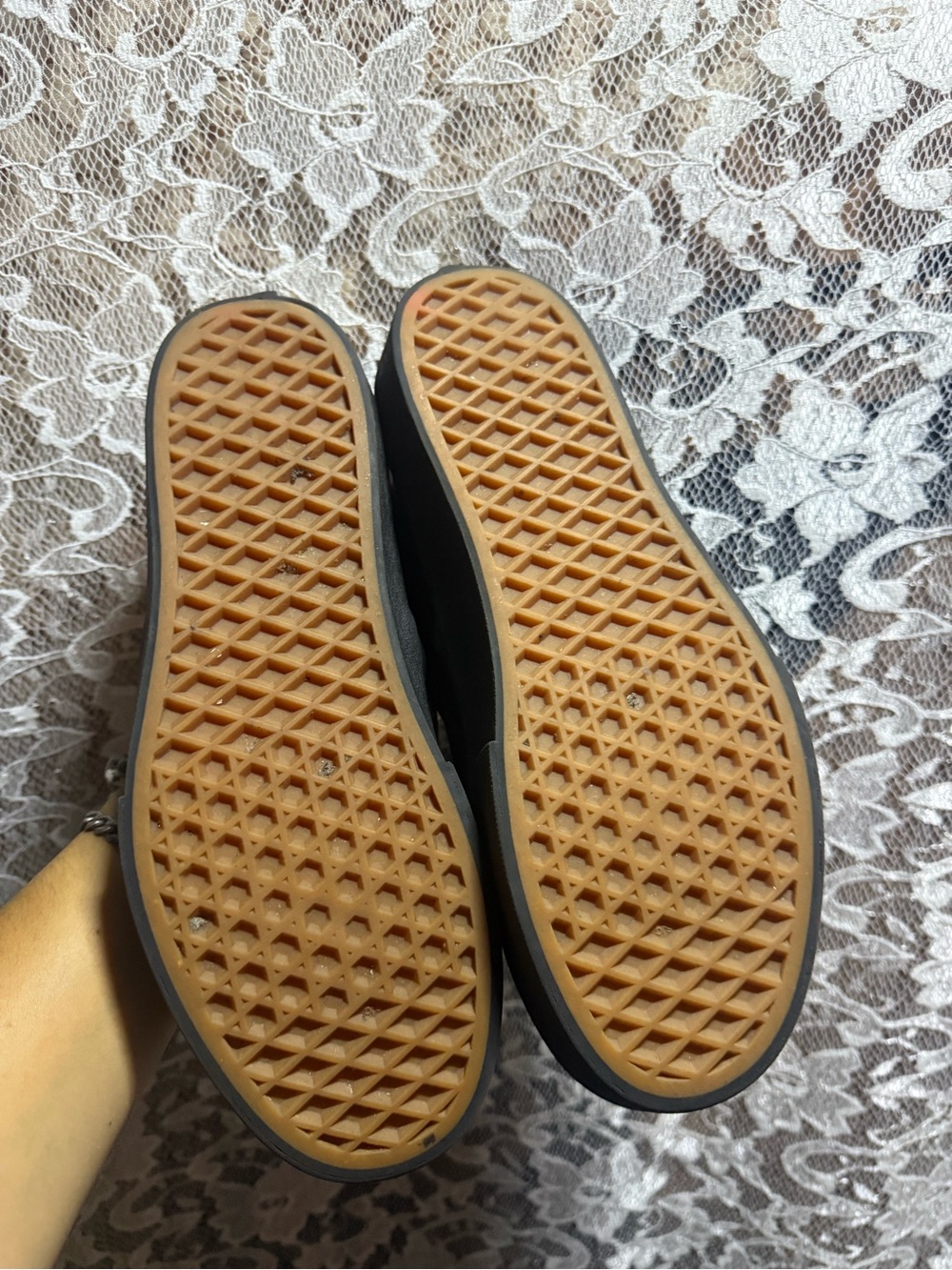 Vans Black Slip-On Canvas shoes small platform 7.5 women’s - Picture 8 of 9